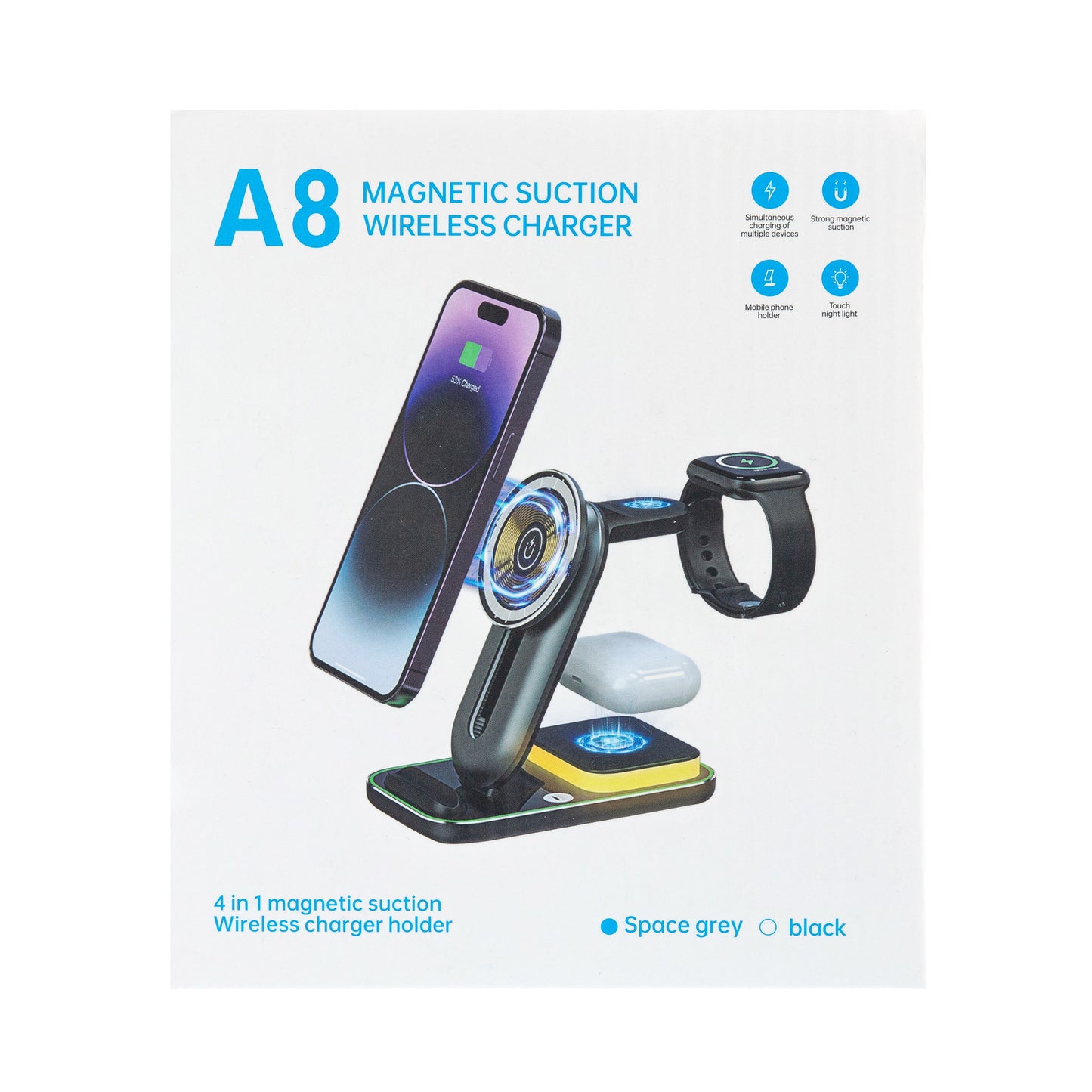 Motto 4 in 1 Magnetic Suction Wireless Charging Stand (Black)