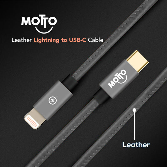 Motto Leather Wrapped Type-C to Lightning Charging Cable 6FT