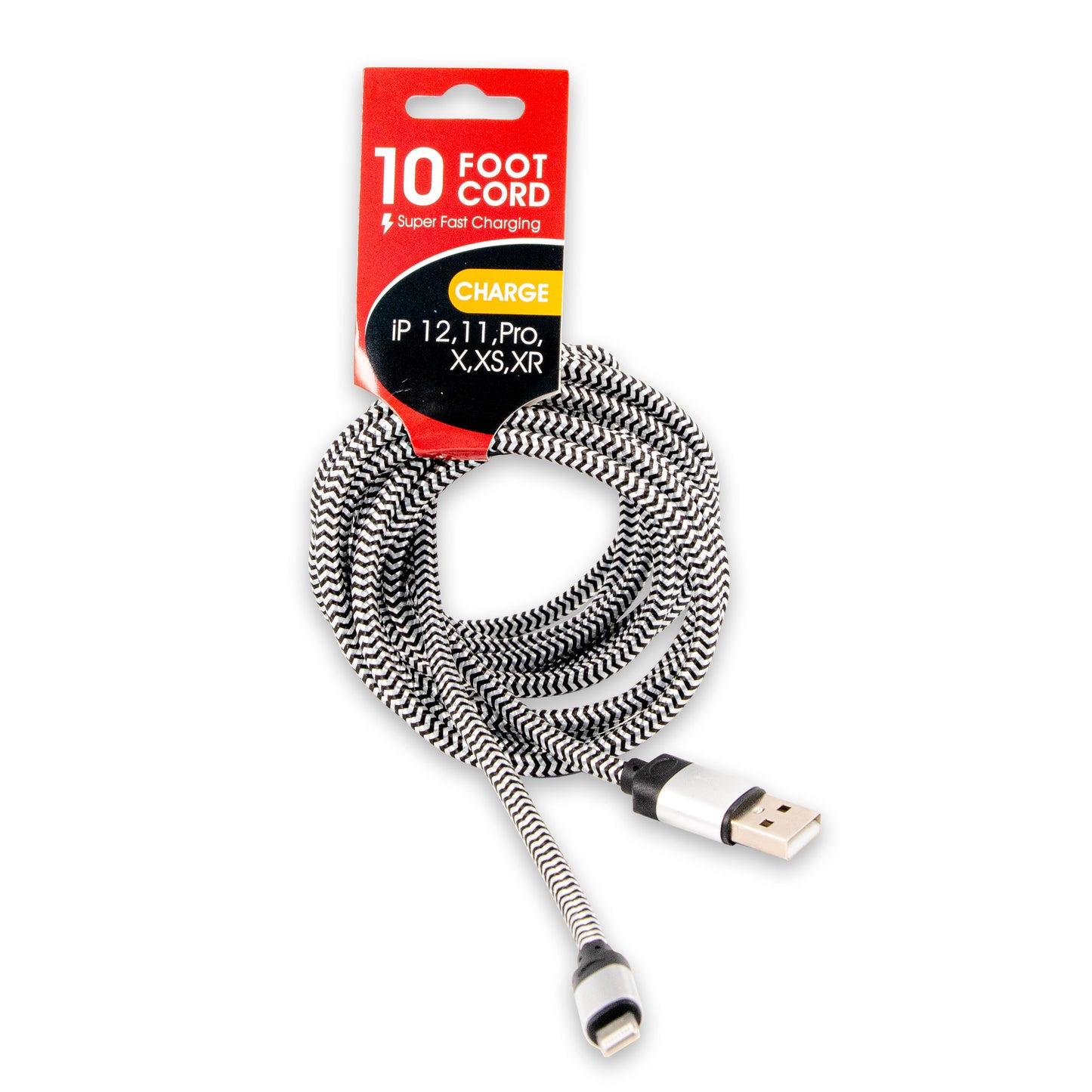 Motto Braided Lightning iPhone Charging Cable 10ft